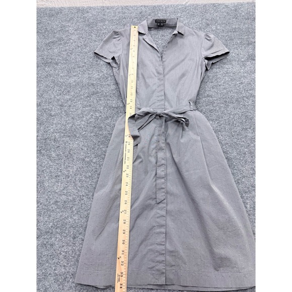 Theory Womens Grey Short Sleeve Back Cutout Tie Waist Shirtdress Size 0 - Picture 3 of 7